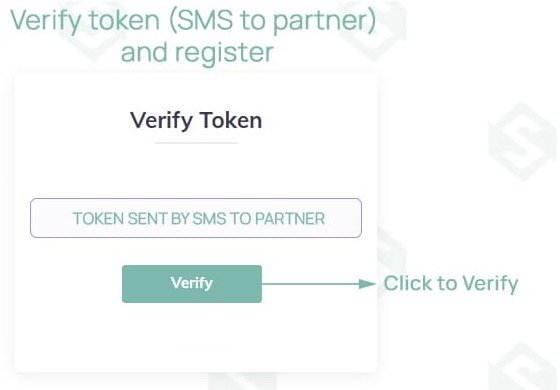 Verify token screen for a new partner